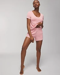 Solid Piped Pajama Shorts
