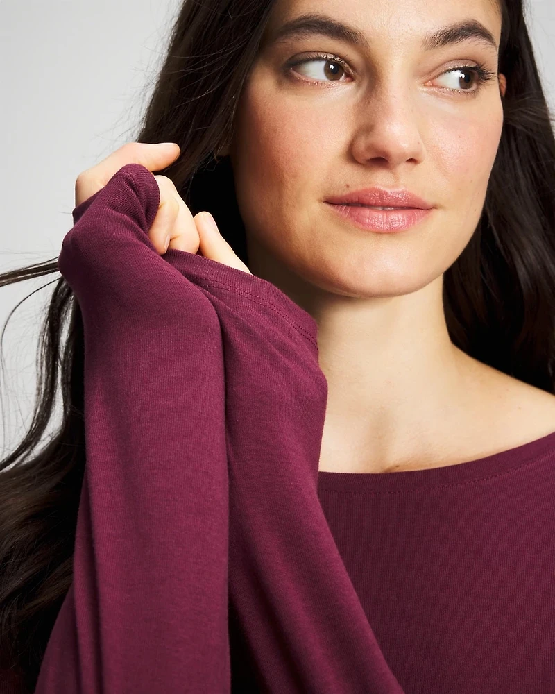 Ruched Long Sleeve Pajama Tee