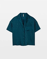 Jacquard Dot Relaxed Notch Collar Pajama Top