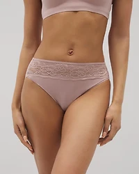 Edge Cotton Blend High-Leg Panty with Lace