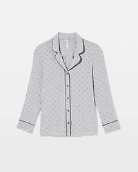 Long-Sleeve Printed Notch Collar Pajama Top