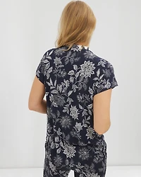 Mandarin Collar Short Sleeve Pajama Top