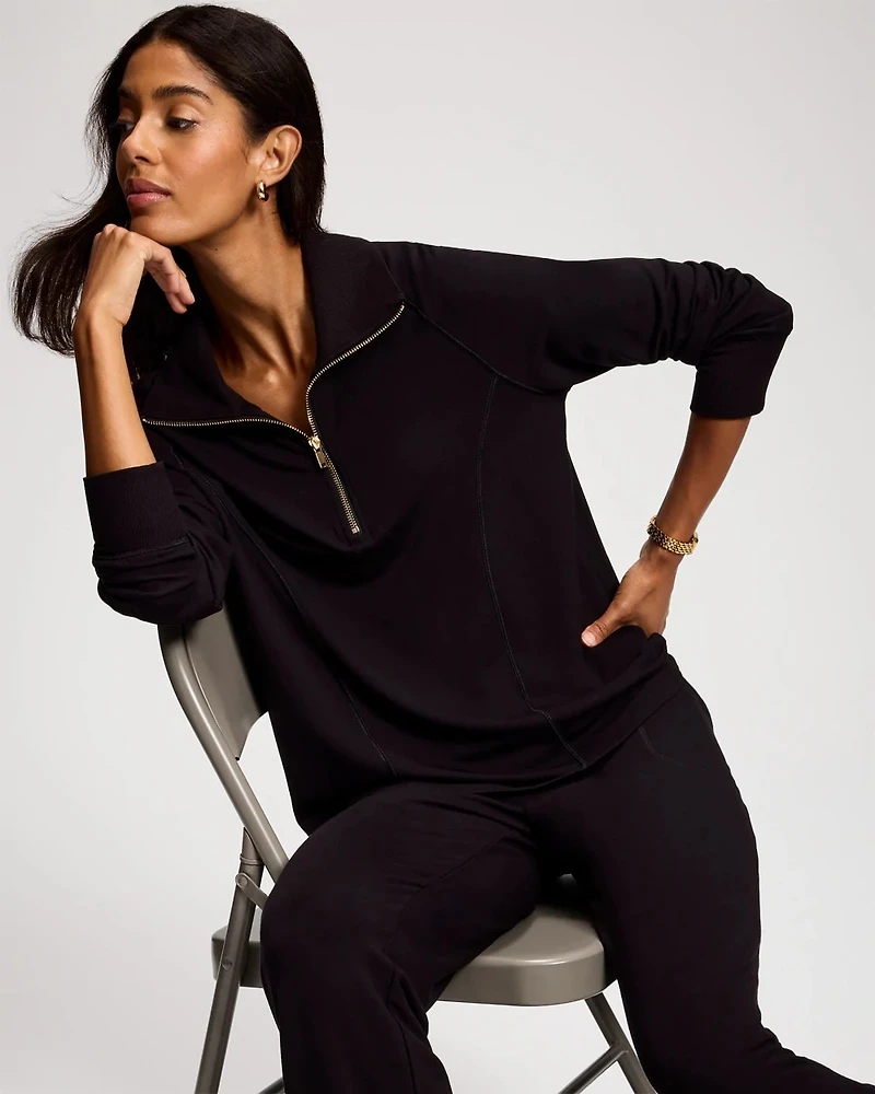 Ultra Soft Funnel Neck Quarter-Zip Top