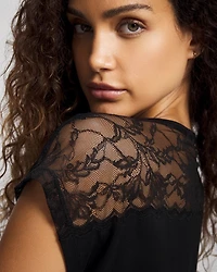 Short Sleeve Lace Pajama Tee