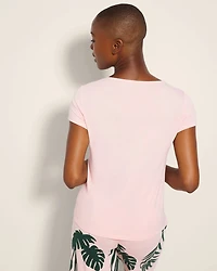 Ruched-Front Short-Sleeve Pajama Tee