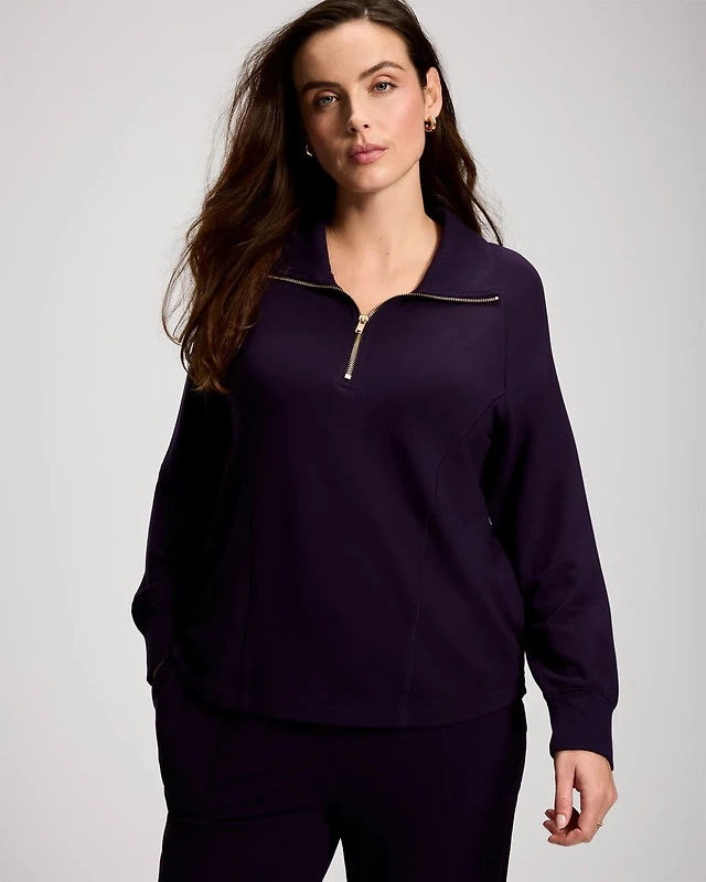 Ultra Soft Funnel Neck Quarter-Zip Top