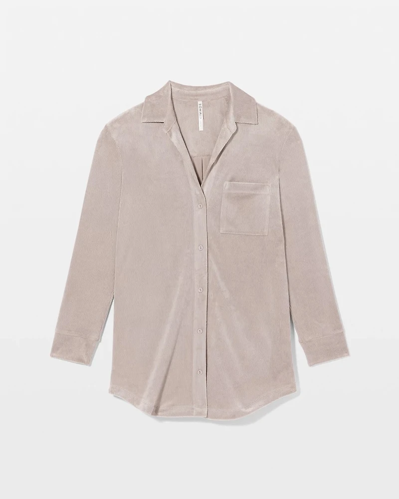 bed Long-Sleeve Notch Collar Pajama Top