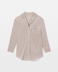 bed Long-Sleeve Notch Collar Pajama Top