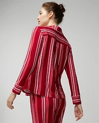 Long-Sleeve Notch Collar Pajama Top