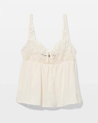 Crinkle Satin + Embroidery Camisole