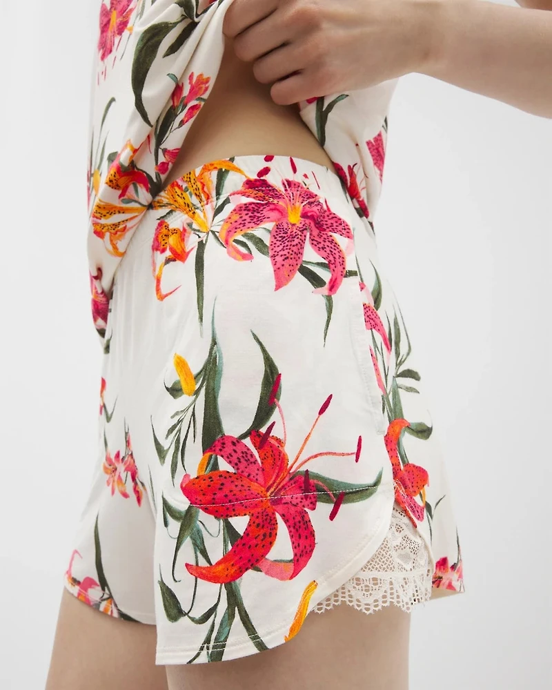 Lace-Trim Pajama Shorts