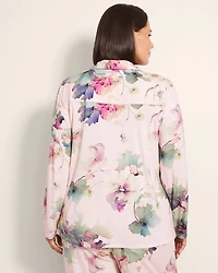 Long-Sleeve Notch Collar Pajama Top