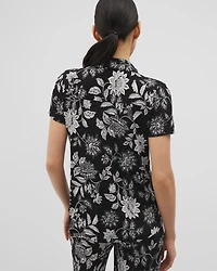 Short Sleeve Notch Collar Pajama Top