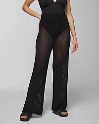 Cotton Crochet-Style Wide-Leg Pants