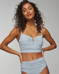 Seersucker V-Wire Cropped Bikini