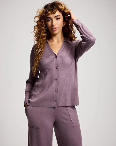 Premier Knit Rib Button-Up Top