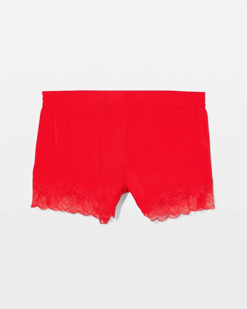 Lace Trim Pajama Shorts