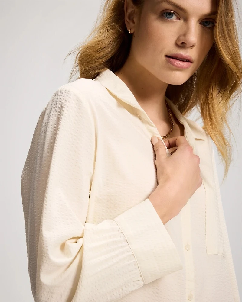 Textured Stripe Relaxed Collared Shirt