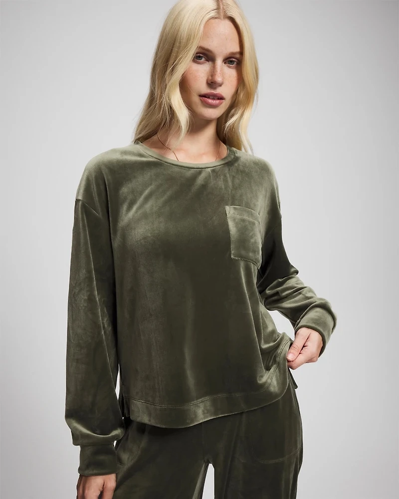 Velour Crewneck Sweatshirt