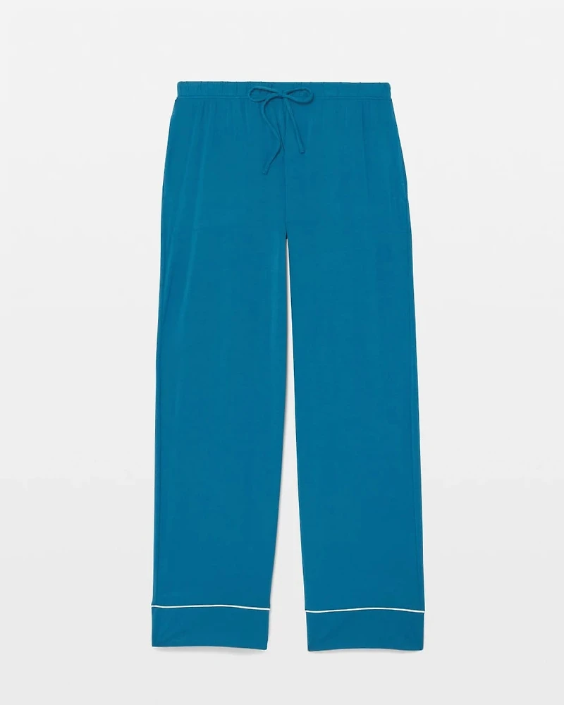 Solid Piped Pajama Pants