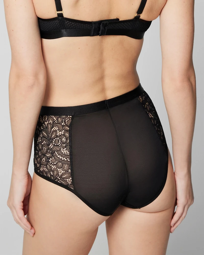 Mixed Media High-Waist Brief Panty