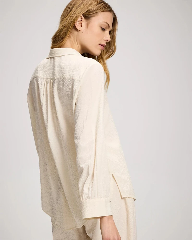 Textured Stripe Relaxed Collared Shirt