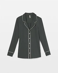 Long-Sleeve Notch Collar Pajama Top