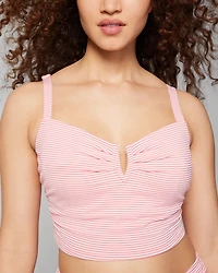 Seersucker V-Wire Cropped Bikini