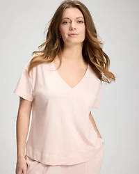 Relaxed V-Neck Short Sleeve Pajama Tee