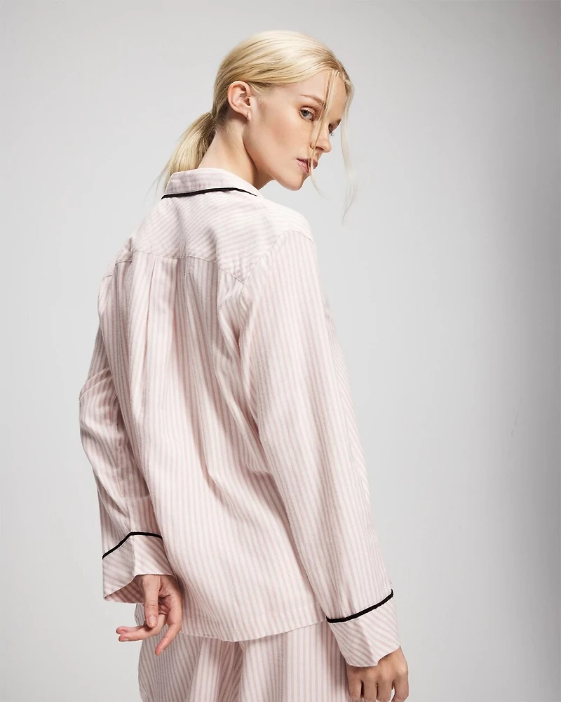 Long Sleeve Notch Collar Pajama Top