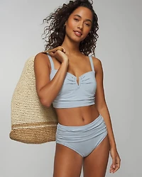 Seersucker V-Wire Cropped Bikini