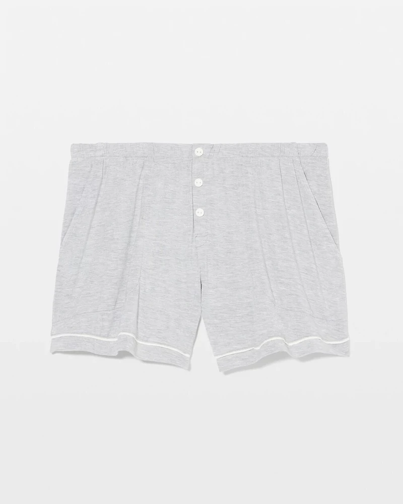 Solid Piped Pajama Shorts