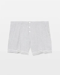 Solid Piped Pajama Shorts