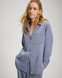 Long Sleeve Notch Collar Pajama Top
