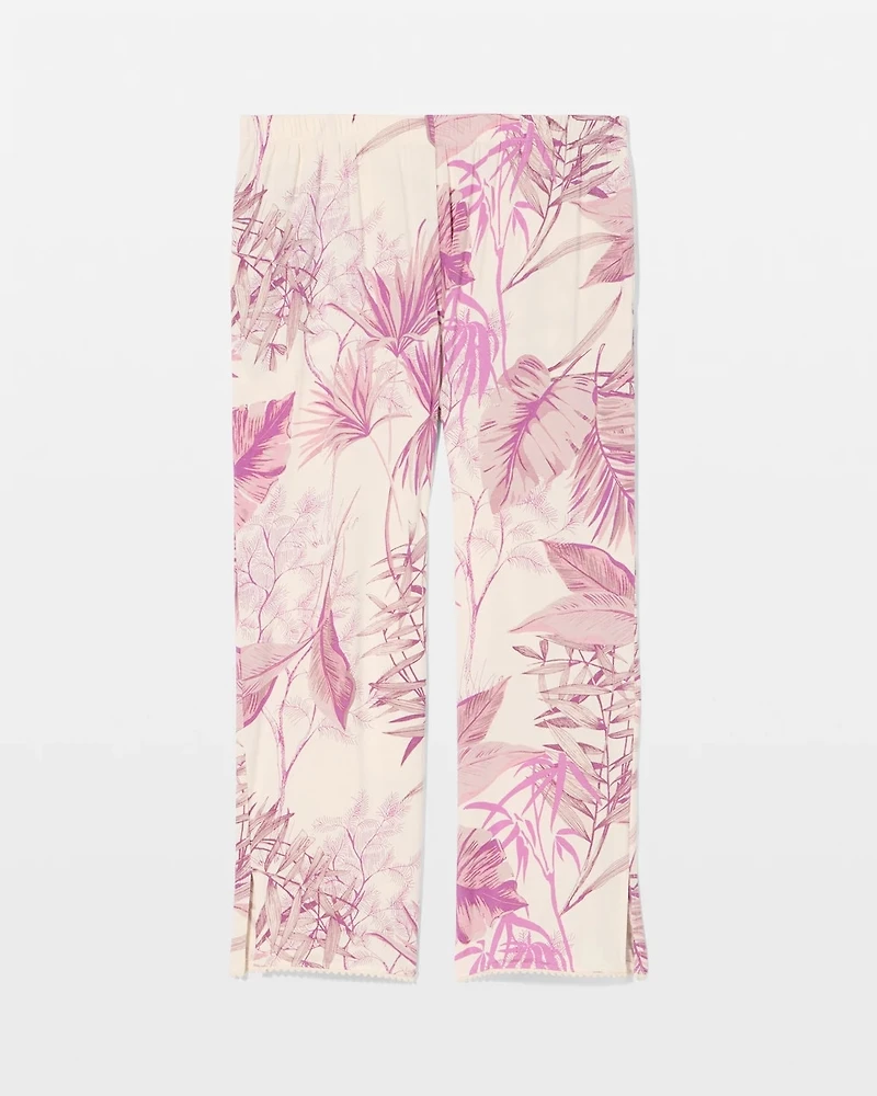 Relaxed Pom Trim Crop Pajama Pants