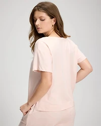 Relaxed V-Neck Short Sleeve Pajama Tee