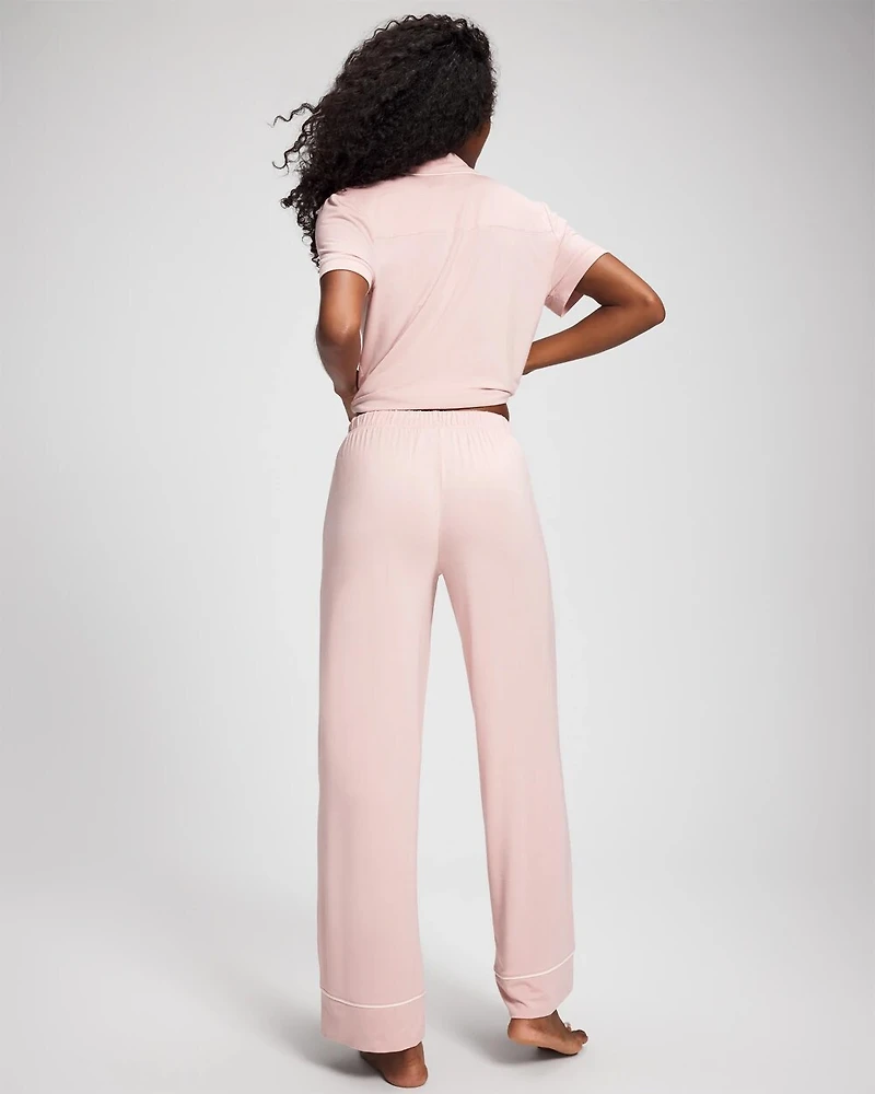 Solid Piped Pajama Pant