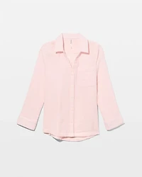 Cotton Gauze Long Sleeve Notch Collar Pajama Top