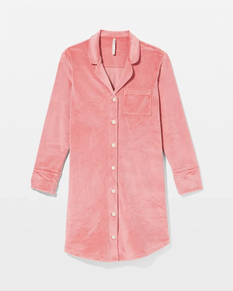 Long-Sleeve Notch Collar Sleepshirt