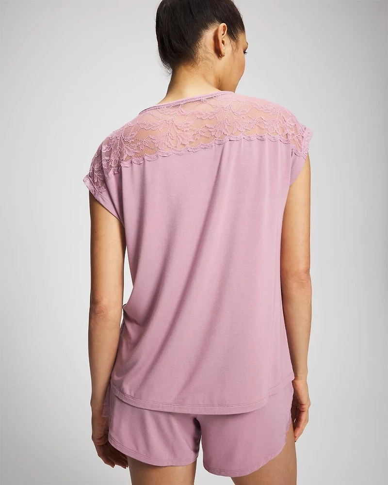 Short Sleeve Lace Pajama Tee