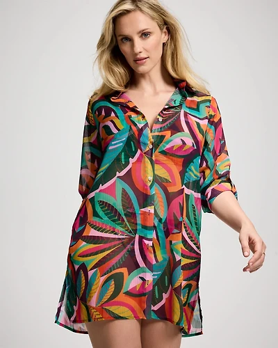 Bleu Rod Beattie Wild and Free Chiffon Cover Up Shirt