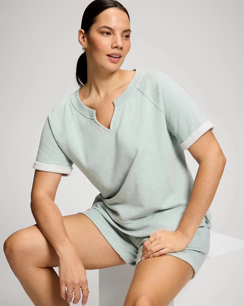 Cotton Terry Relaxed Short Sleeve Sweatshirt