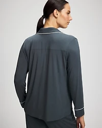 Long-Sleeve Notch Collar Pajama Top