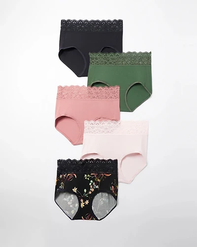 Brief Panty with Super Soft Enchanting Lace 5 Pack