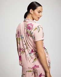 Printed Short Sleeve Notch Collar