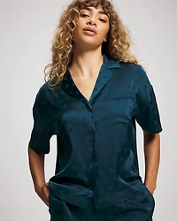 Jacquard Dot Relaxed Notch Collar Pajama Top