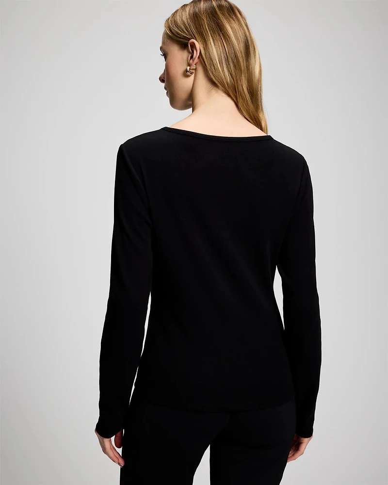 Cotton-Blend Long Sleeve Tee