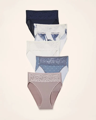 Edge High-Leg Brief Panty with Lace 5 Pack