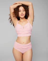 Seersucker V-Wire Cropped Bikini