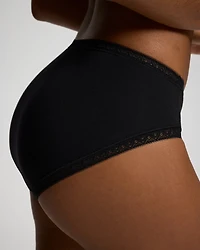 Cotton High-Leg Brief Panty with Lace Trim